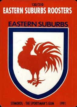 1991 Stimorol NRL #130 Crest - Roosters Front